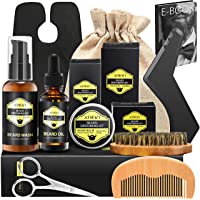 Kit Cuidado Barba Hombre- ATMOKO 9PCS Barba Peine- Barba Cepillo- Barba Aceite 30g- Barba Champú 60ml- Bálsamo Barba 30g…